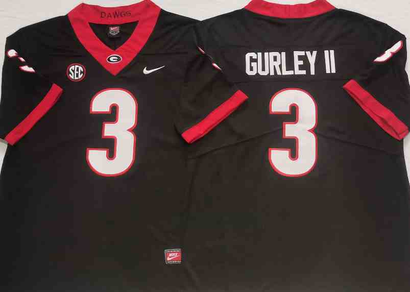 Men’s Georgia Bulldogs #3 Todd Gurley II Black College Football Jersey