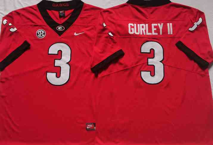 Men’s Georgia Bulldogs #3 Todd Gurley II RED College Football Jersey