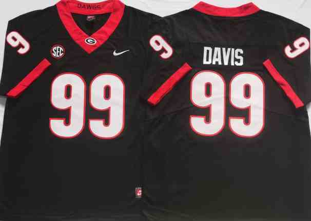 Men’s Georgia Bulldogs #99 Jordan Davis black College Football Jersey