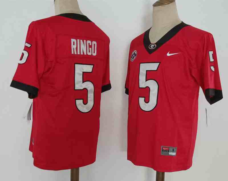 Men’s Georgia Bulldogs #5 Kelee Ringo  red  Game College Football Jersey