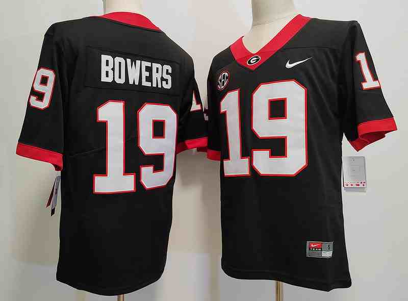 Men’s Georgia Bulldogs #19 Brock Bowers black new font College Football Jersey