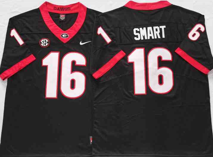 Men’s Georgia Bulldogs #16 SMART Black College Football Jersey