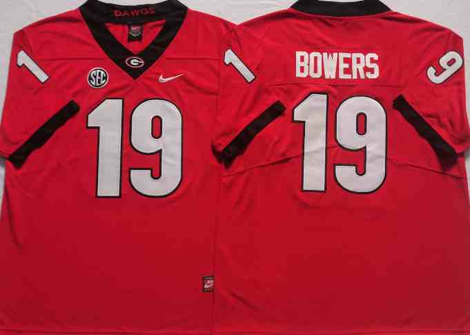 Men’s Georgia Bulldogs #19 Brock Bowers red  College Football Jersey