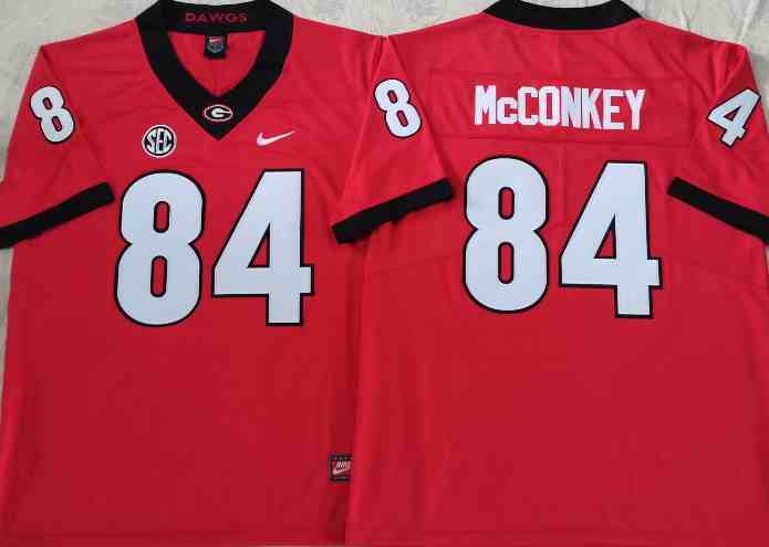 Men’s Georgia Bulldogs #84 Ladd McConkey red College Football Jersey