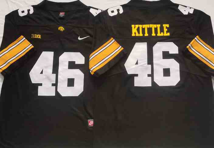 Men's Iowa Hawkeyes #46 Kittle Black Basketball Stitched Jersey
