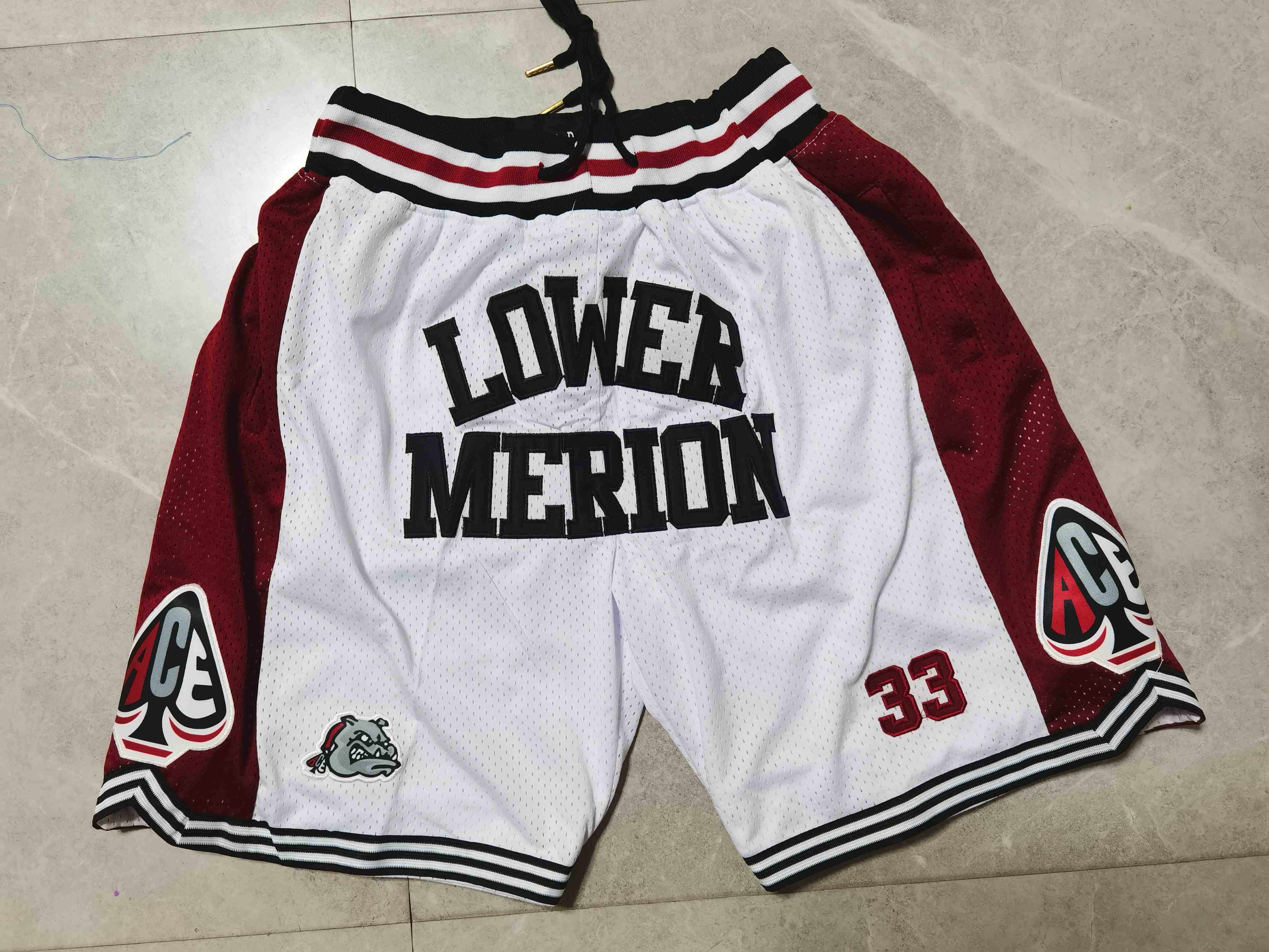 Men's Lower Merion #33 Kobe Bryant High School White Pants Pocket Pants