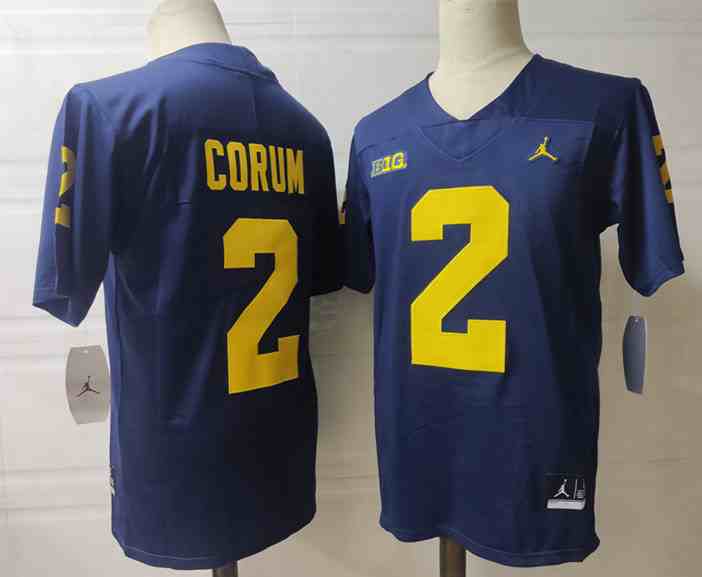 Men's Michigan Wolverines #2 CORUM Blue Stitched Jersey