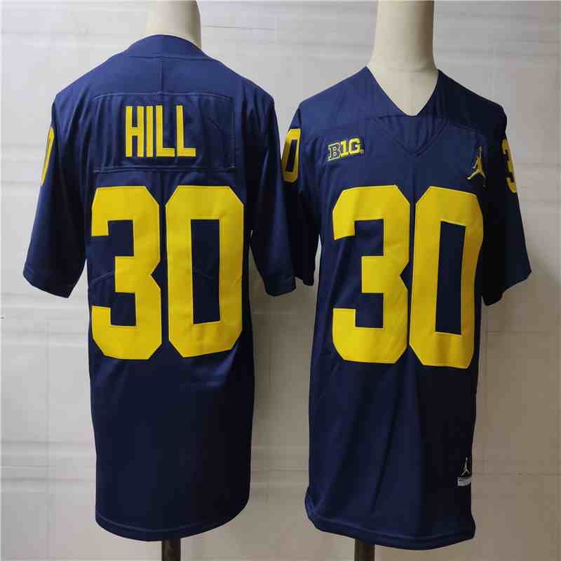 Men's Michigan Wolverines #30HILL blue Stitched Jersey