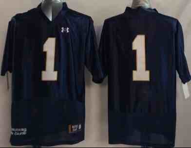 Men's NCAA Norte Dame Fighting Irish #1 blue  jersey