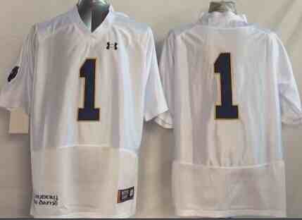 Men's NCAA Norte Dame Fighting Irish #1 White  jersey