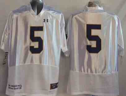 Men's NCAA Norte Dame Fighting Irish #5 White  jersey