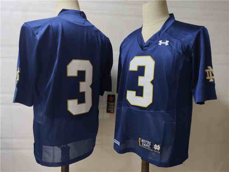 Men's NCAA Norte Dame Fighting Irish #3 blue  jersey