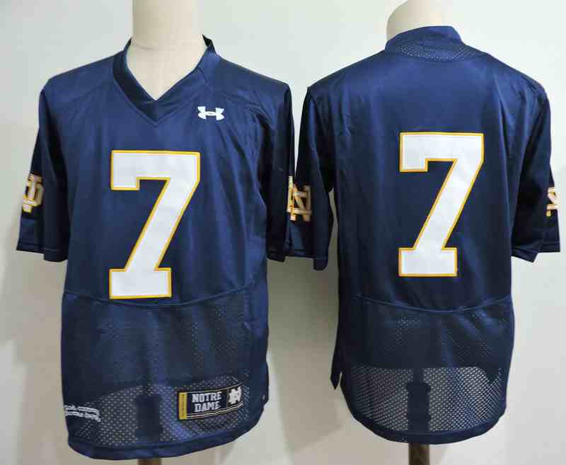 Men's NCAA Norte Dame Fighting Irish #7 blue  jersey