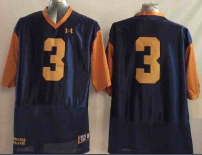 Men's NCAA Norte Dame Fighting Irish blue #3 jersey