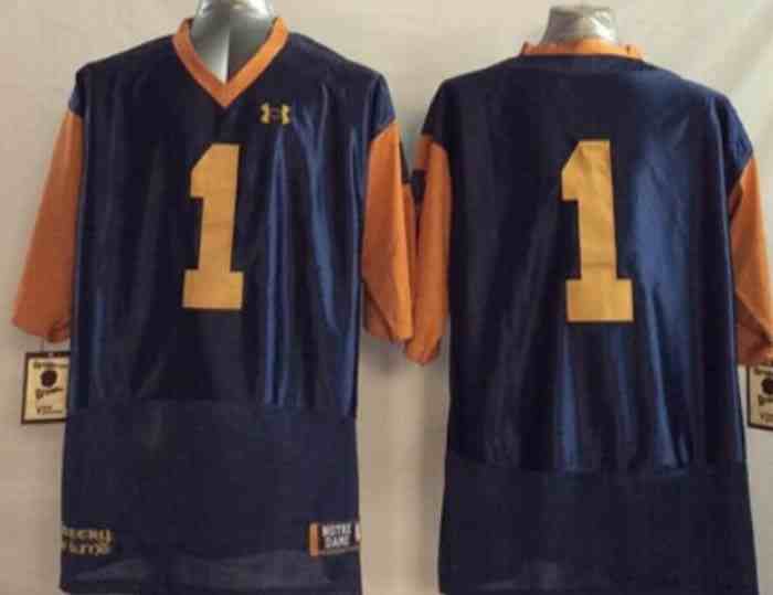 Men's NCAA Norte Dame Fighting Irish blue #1 jersey