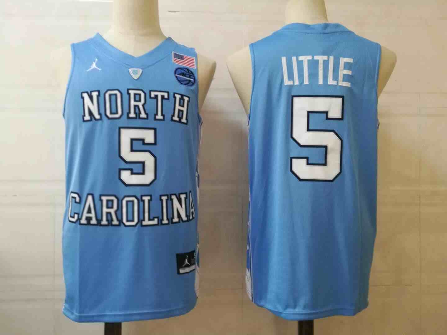 Men's North Carolina Tar Heels #5 Nassir Little Blue Authentic College Basketball Jersey