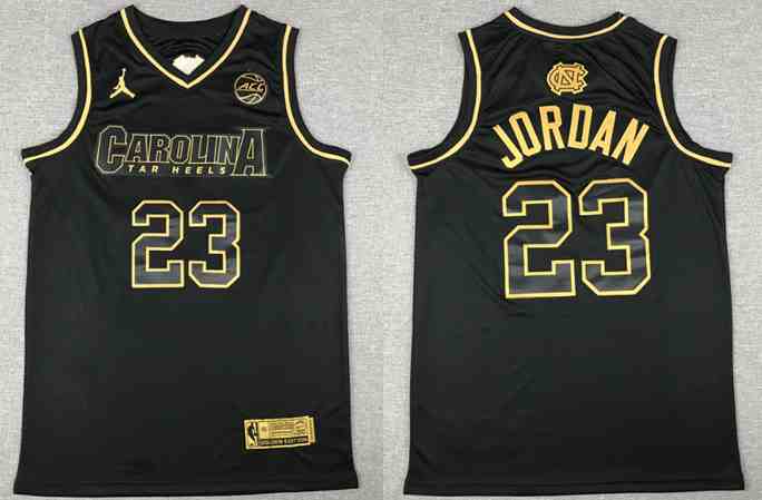 Men's North Carolina Tar Heels #23 Michael Jordan Black golden College Basketball Jersey