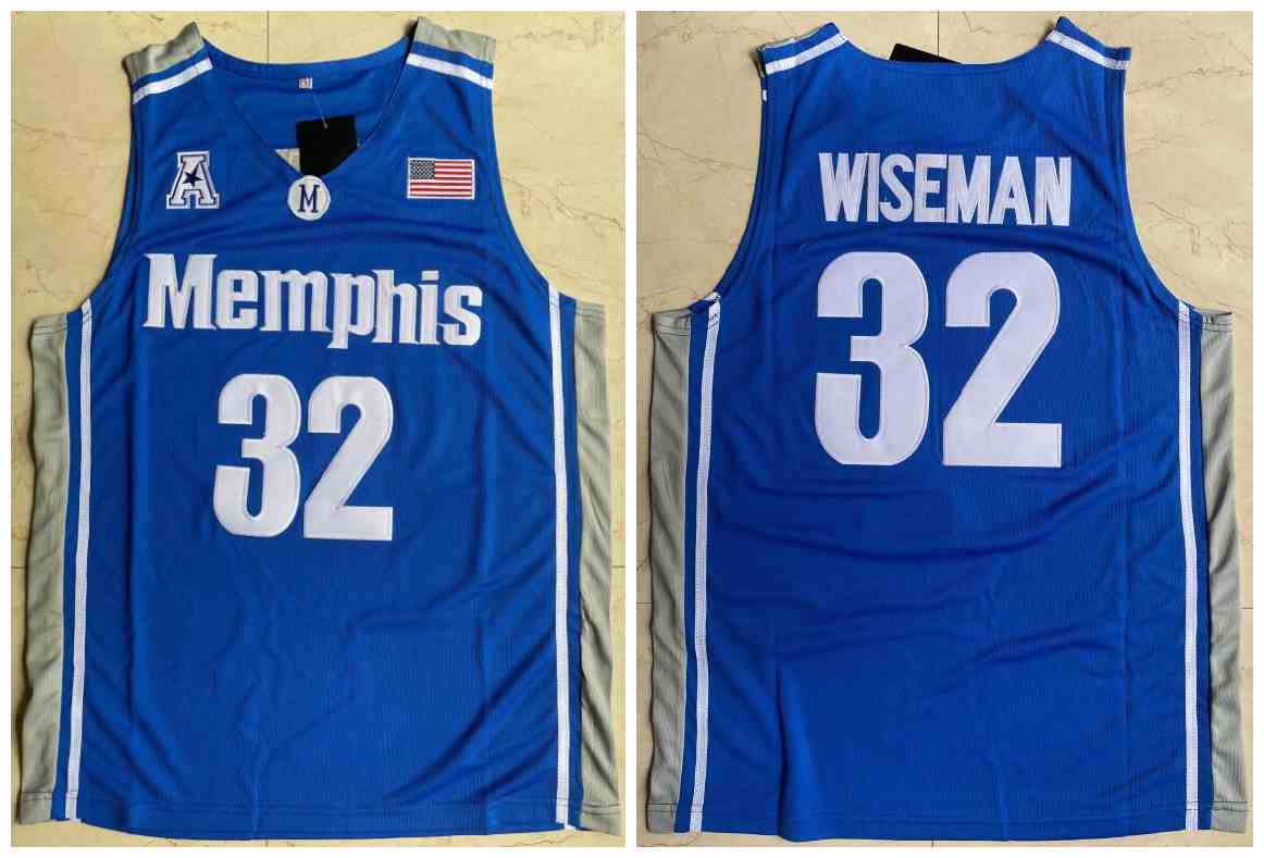 Men's Memphis Tigers 32 James Wiseman Blue College Basketball Jersey