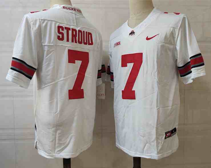 Mens NCAA Ohio State Buckeyes 7 STROUD WHITE College Football Jersey