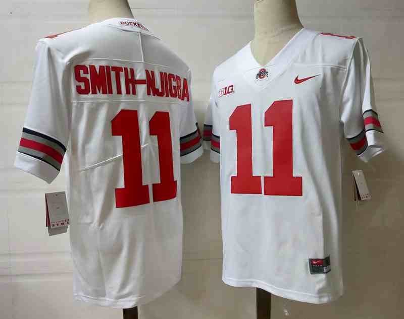Mens NCAA Ohio State Buckeyes 11  SMITH-NJIGBA White  College Football Jersey