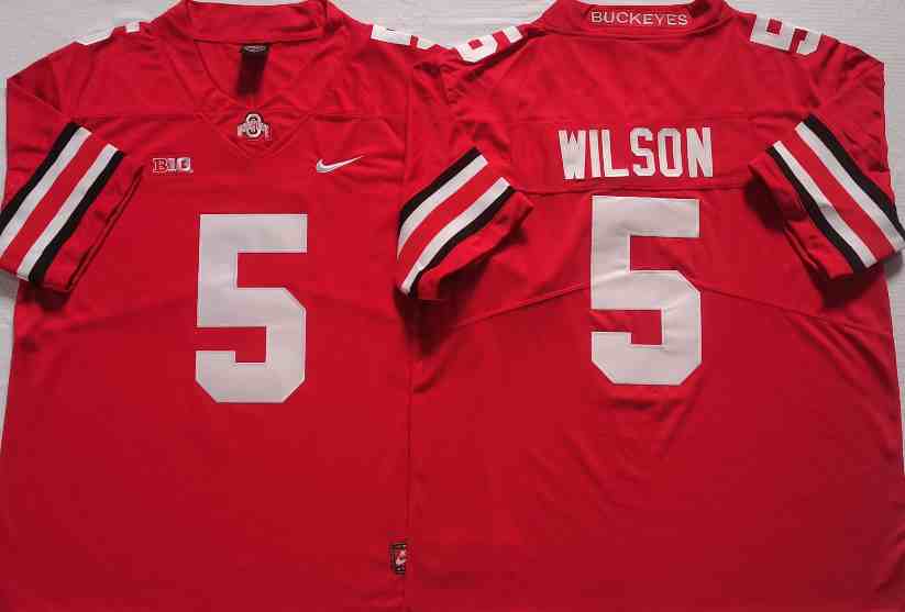 Mens NCAA Ohio State Buckeyes 5  WILSON red College Football Jersey