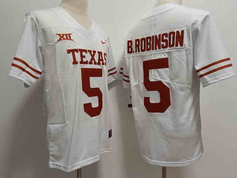 Texas Longhorns #5 ROBINSON White Stitched Jersey