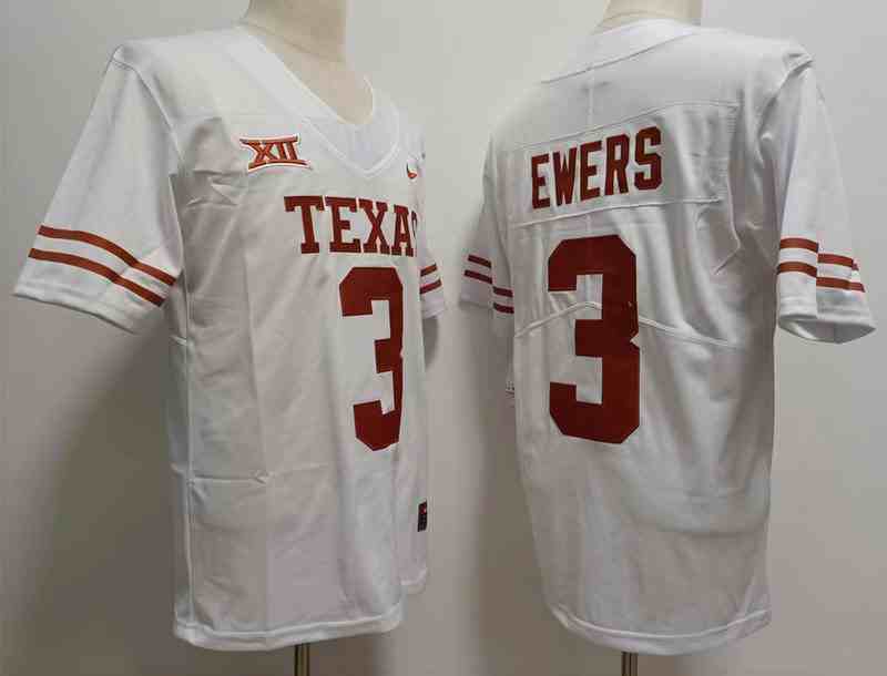Men's Texas Longhorns #3 Ewers White Stitched Jersey