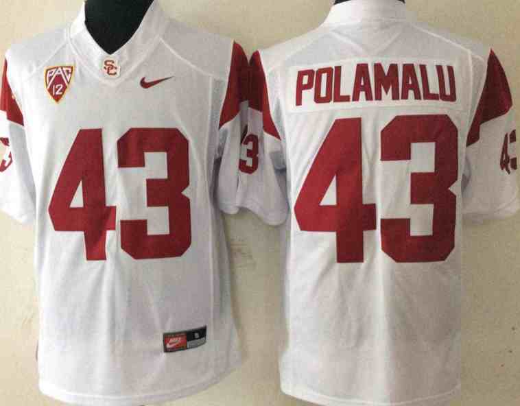 USC Trojans White #43 POLAMALU