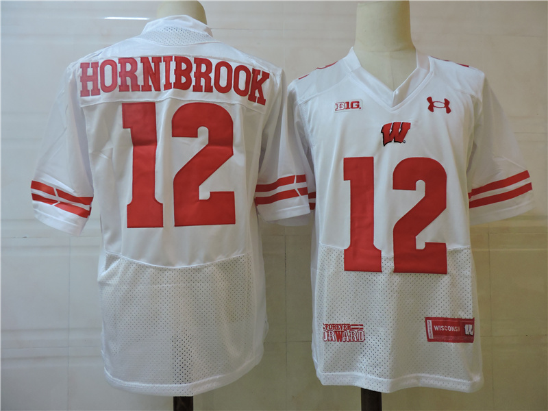 Wisconsin Badgers 12  ALEX hornibrook White College Football Jersey