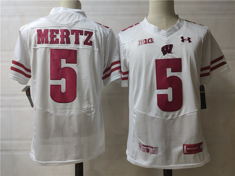 Wisconsin Badgers  5  MERTZ WHITE College Football Jersey