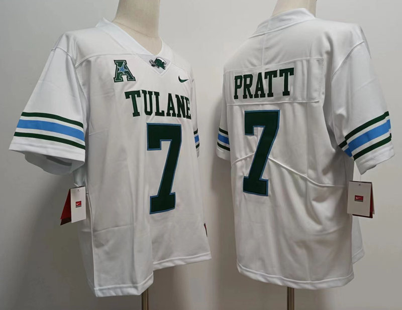 Tulane Green Wave  7 PTATT white Football Jersey