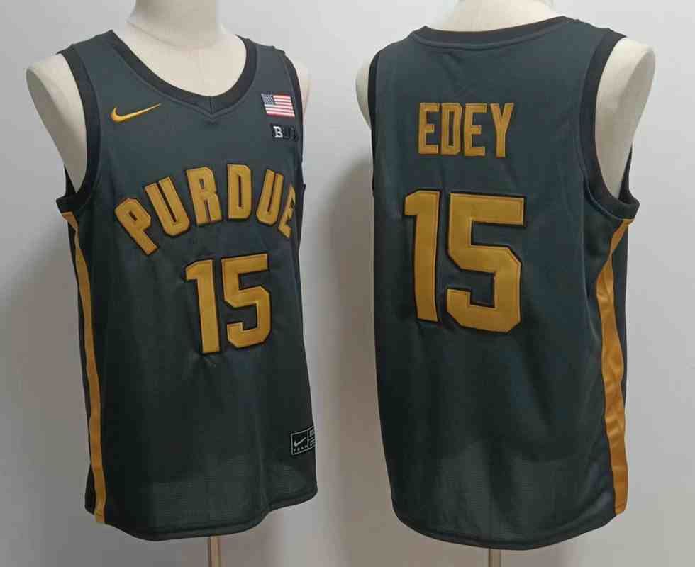 Men's NCAA Purdue Boilermakers 15 Zach Edey black  College Football Jersey