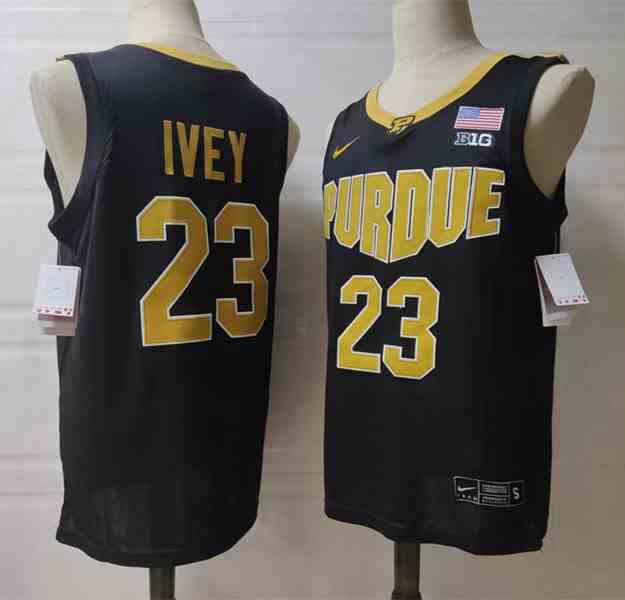 Men's NCAA Purdue Boilermakers 23 Jaden Ivey black  College Football Jersey