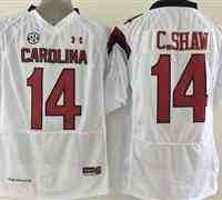 South Carolina Fighting Gamecocks #14 Connor Shaw White SEC Patch Stitched NCAA Jersey