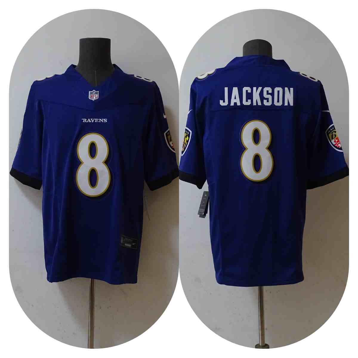 Men's Baltimore Ravens #8 Lamar Jackson  Purple  2023 F.U.S.E. Vapor Untouchable Stitched Jersey