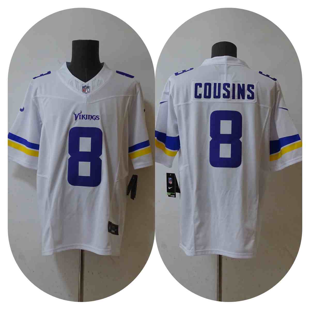 Men's Minnesota Vikings #8 Kirk Cousins White 2023 F.U.S.E. Vapor Untouchable Stitched Jersey