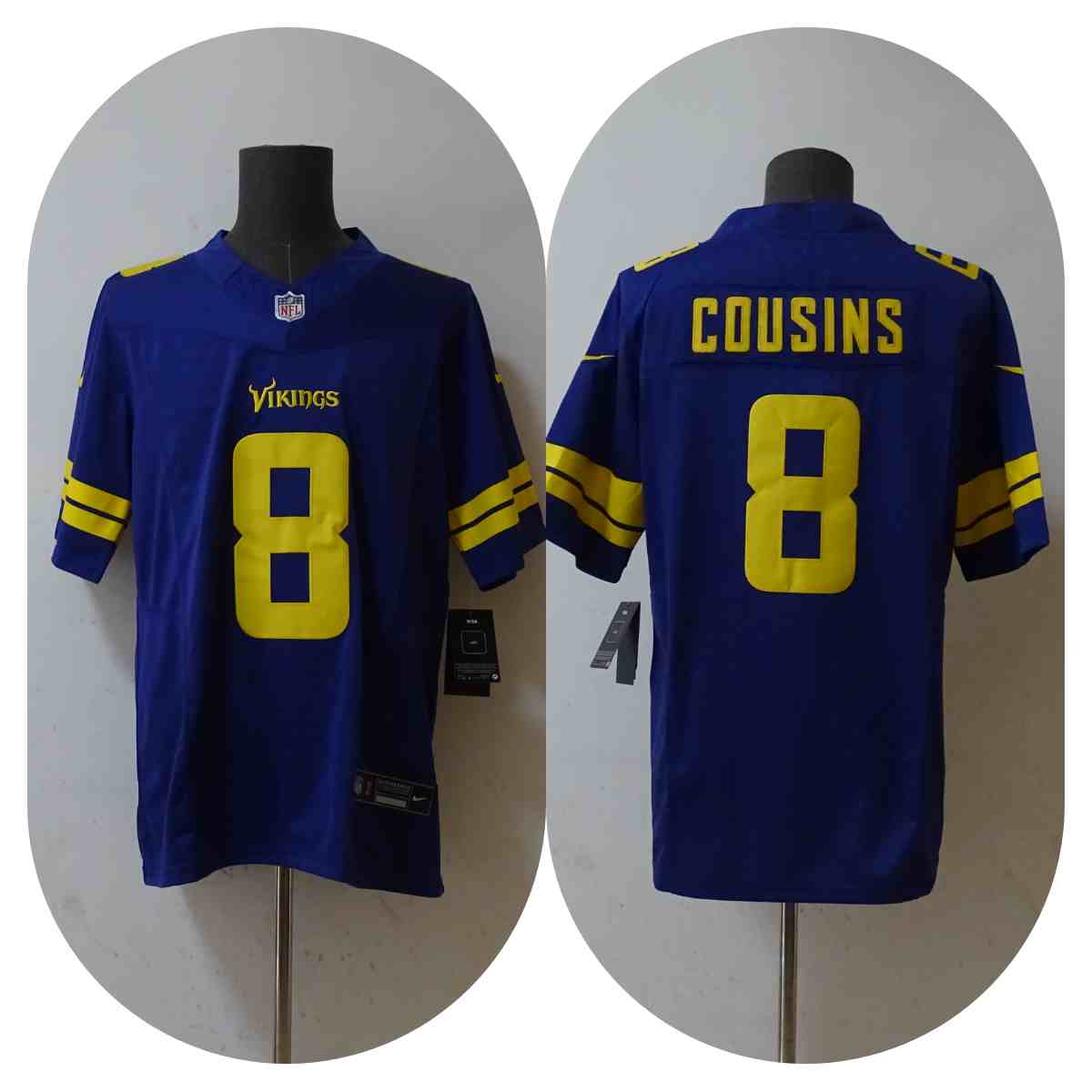 Men's Minnesota Vikings #8 Kirk Cousins Purple 2023 F.U.S.E. Color Rush Stitched Jersey
