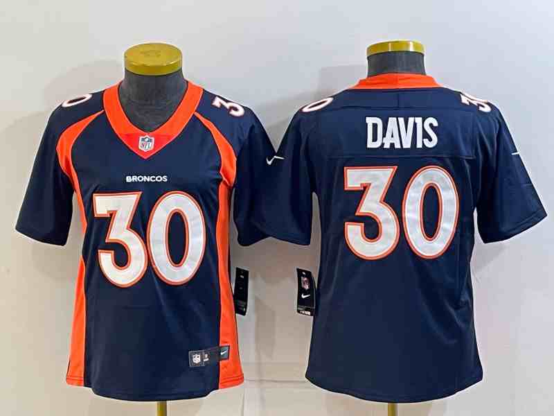 Nike Broncos 30 Terrell Davis Navy Women Vapor Untouchable Limited Jersey