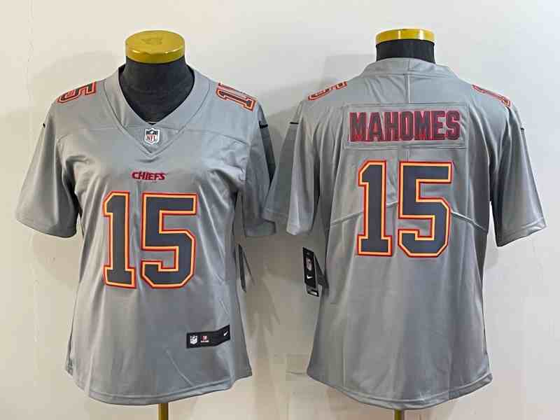 Women's Kansas City Chiefs #15 Patrick Mahomes Gray Atmosphere Fashion Stitched Jersey