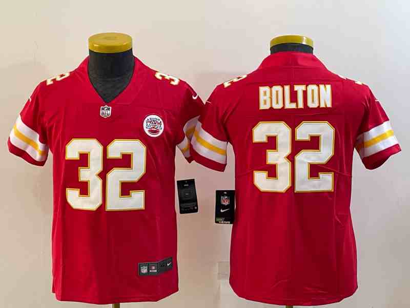Youth Kansas City Chiefs #32 Nick Bolton Red Vapor Stitched Jersey