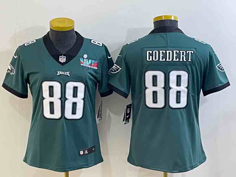 Women's Philadelphia Eagles #88 Dallas Goedert Green Super Bowl LVII PatchVapor Untouchable Limited Stitched Football Jersey
