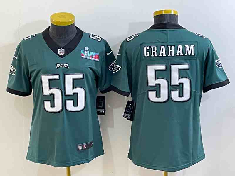 Women's Philadelphia Eagles #55 Brandon Graham Green Super Bowl LVII PatchVapor Untouchable Limited Stitched Football Jersey