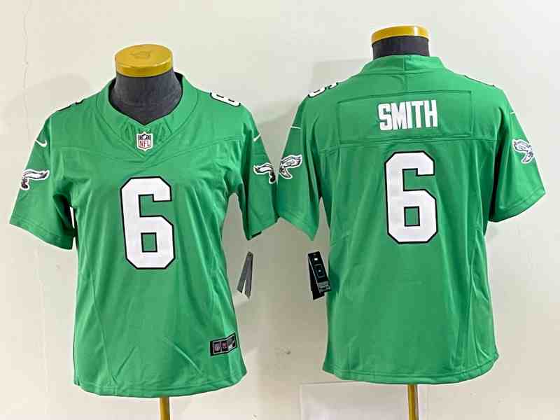 Women's Philadelphia Eagles #6  DeVonta Smith Green 2023 F.U.S.E. Stitched Football Jersey
