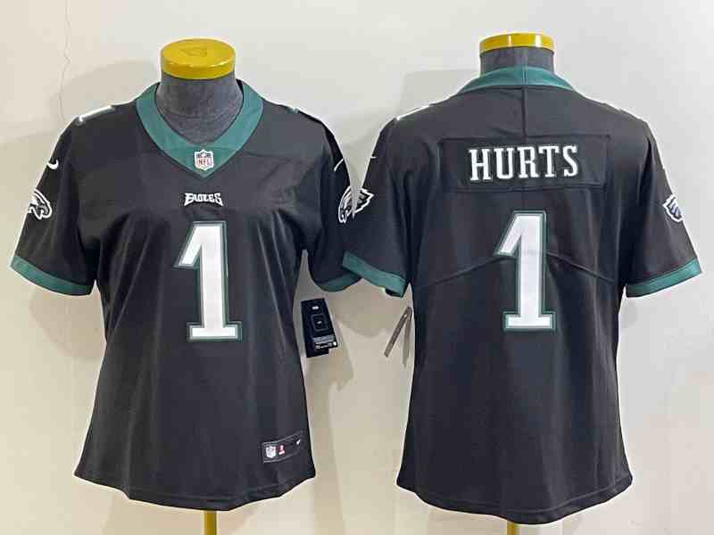 Women's Philadelphia Eagles #1 Jalen Hurts Black Vapor Untouchable Limited Stitched Football Jersey