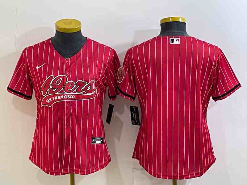 Women's San Francisco 49ers Blank Red With Patch Cool Base Stitched Baseball Jersey