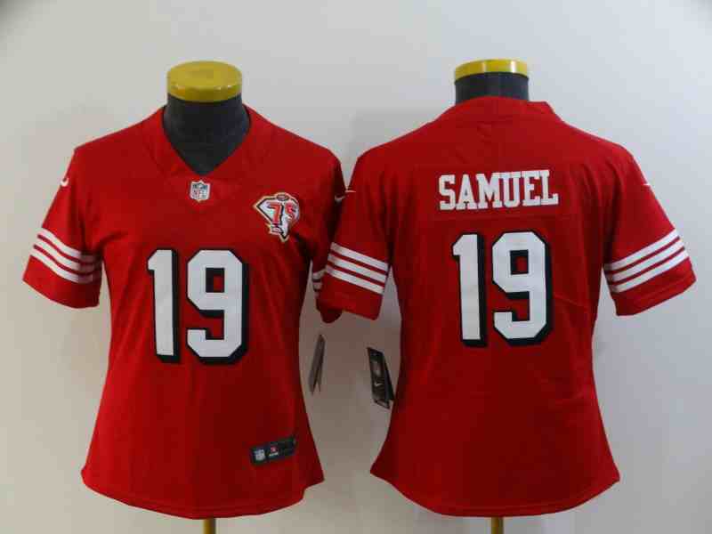 Women's San Francisco 49ers #19 Deebo Samuel Scarlet 75th Anniversary Stitched Jersey