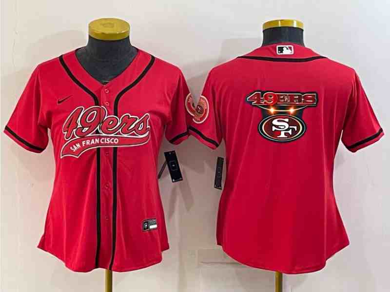 Youth San Francisco 49ers Red Team Big Logo With Patch Cool Base Stitched Baseball Jersey (2)