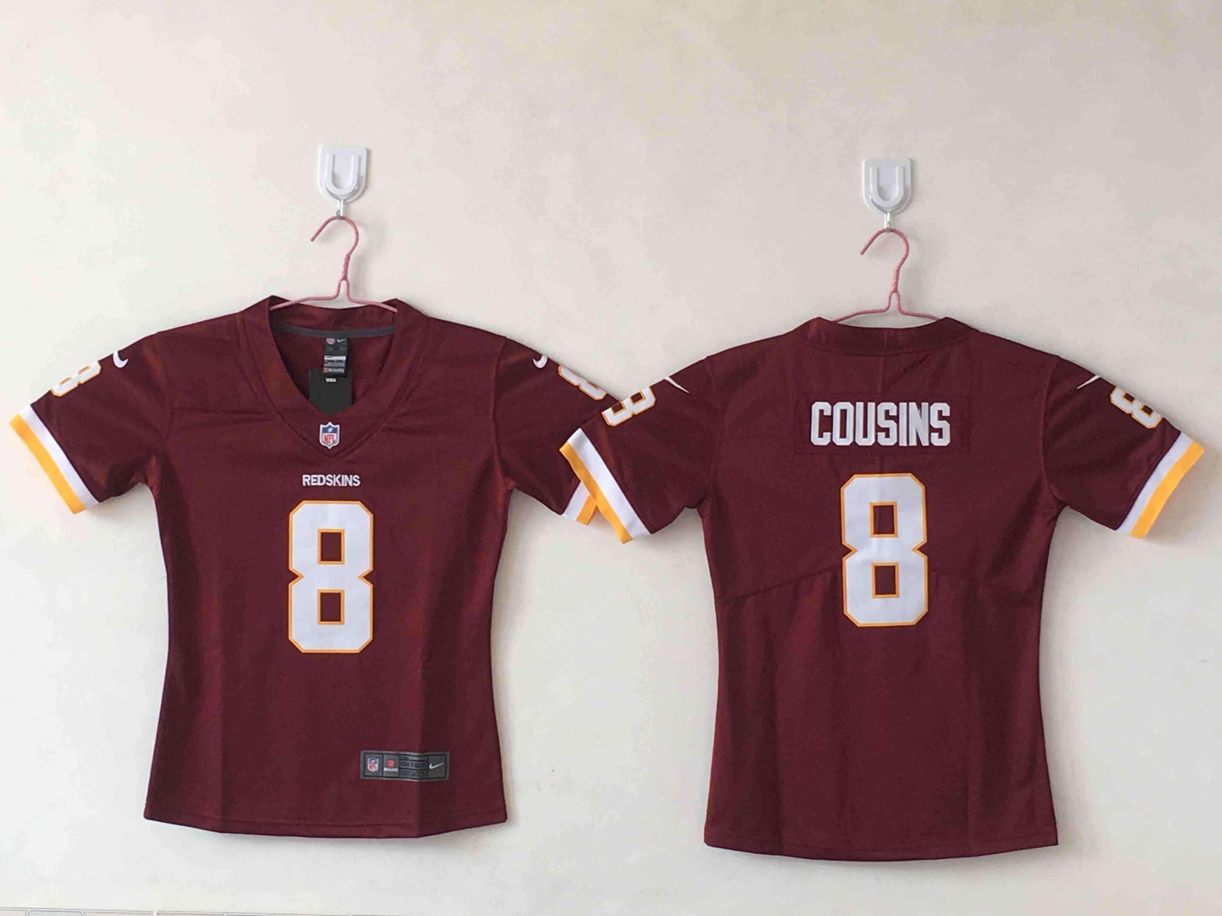 Women Washington Redskins #8 Kirk Cousins Burgundy Red Team Color Stitched NFL Jersey