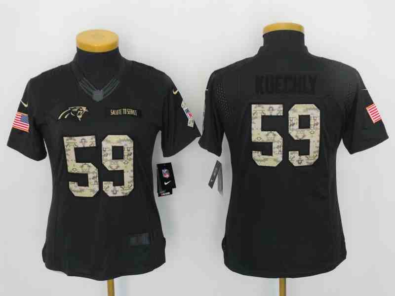 Nike Panthers 59 Luke Kuechly Anthracite Women Salute To Service Limited Jersey