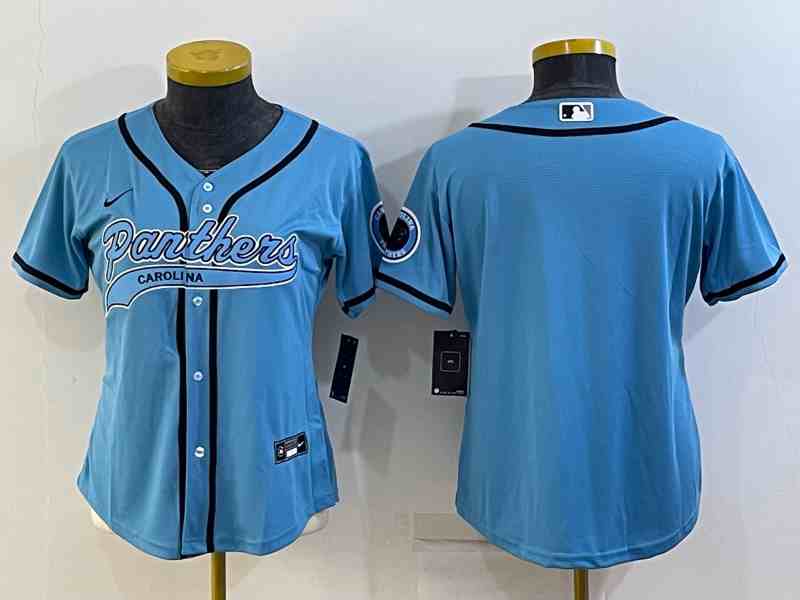 Youth  Carolina Panthers Blank Blue With Patch Cool Base Stitched Baseball Jersey